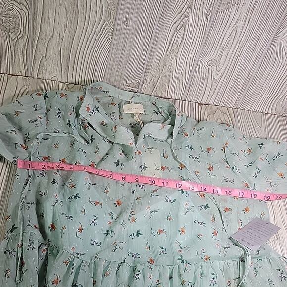 Melloday Mint Green Lined Chiffon Loose Fit Babydoll Dress Womens Small NWT - Picture 9 of 12